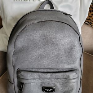 Michael Kors gray pebbled leather backpack